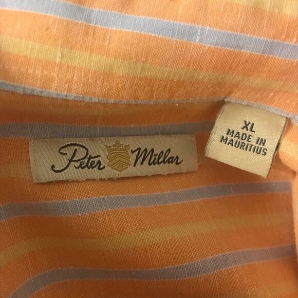 Peter Millar Striped Linen Blend Long Sleeve Button Down Shirt XL - Picture 5 of 7